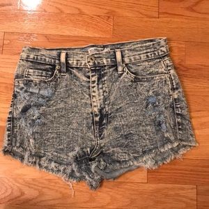 Stretchy Jean Shorts with Studded Back Pocket